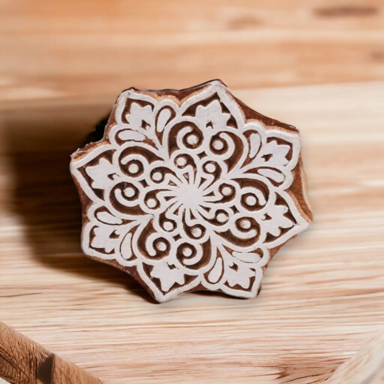 Wooden Printing Stamps Wood Block Stamps for Crafting Handcarved Indian Textile Printing Blocks for Henna Tattoo Saree Border Scrapbooking Clay, Pottery Stamps Mandala Paisley Shapes
